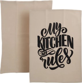 Nyomott Mintás Pamut Konyhai Törlőkendő Bézs 2 db 70 x 45