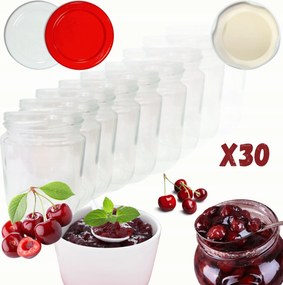Befőttes üvegek 250ml 30 Szett Fedéllel lekvár fűszerek desszert 66mm