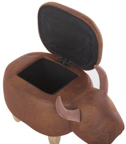 Barna műbőr állatos puff 60 x 35 cm COW Beliani