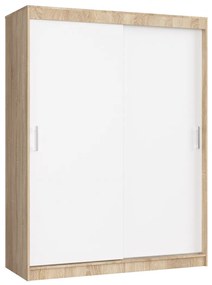 Tolóajtós gardróbszekrény - Akord Furniture - 150 cm - sonoma tölgy / fehér