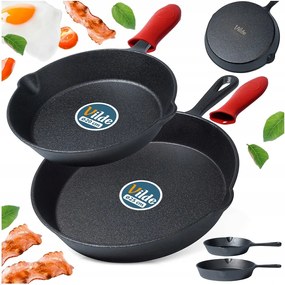 2x Gázüzemű öntöttvas serpenyő indukciós grill tűzrakóhely sütőhöz 20 25 cm