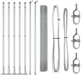 Kerítésoszlop Készlet 2 db Galvanizált acél 10 m x 1 m Tartós