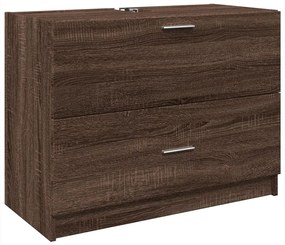 Barna tölgy színű szerelt fa mosdószekrény 78 x 37 x 59 cm