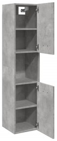 Betonszürke szerelt fa függő fürdőszobaszekrény 30x30x130 cm