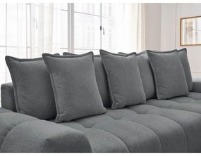 Sötétszürke zsenília kinyitható-tárolóhelyes sarokkanapé (jobb oldali-heverő résszel) Everest – Bobochic Paris