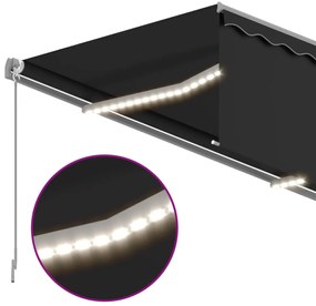 antracitszürke redőnyös, LED-es, szélérzékelős napellenző 4x3 m
