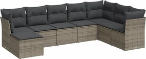 vidaXL 8 részes szürke polyrattan kerti ülőgarnitúra párnákkal