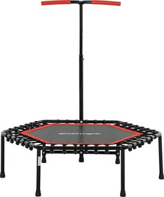 SPORTNOW Fitness Trambulin 114x114x132 cm Rugalmas Ágy Fitnessz Állítható 3 Szintű Fogantyúval Acél Keret Lábody Edzéshez Otthon Irodában Fitneszterem