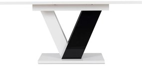 Magasfényű Étkezőasztal Fehér/Fekete Színben. CLARK 120-160 cm