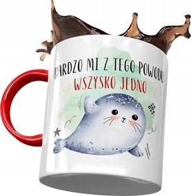 Piros bögre fóka mintával Ajándék fényképpel