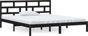 vidaXL fekete tömör fa ágykeret 135 x 190 cm (Double)