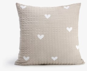 Goldea krepp párnahuzat - szívecskék, latte színű alapon 45 x 45 cm