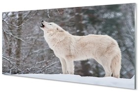 Üvegképek Wolf téli erdőben 100x50 cm 2 fogas