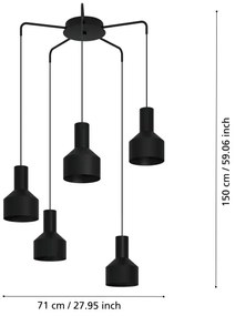 Eglo 99553 - Csillár zsinóron CASIBARE 5xE27/40W/230V