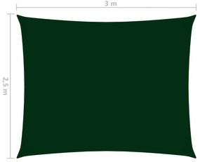vidaXL sötétzöld téglalap alakú oxford-szövet napvitorla 2,5 x 3 m