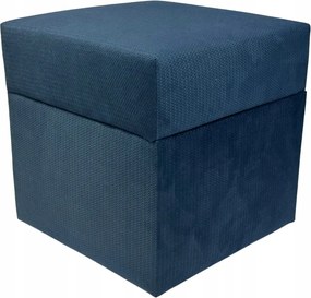 Négyzet alakú nyitható puff finom plüss, kivágásokkal, sötétkék