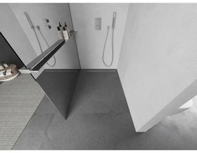 Mexen Kioto+ L, Walk-In zuhanyparaván polccal és akasztóval 120 x 200 cm, 8 mm-es tükörmintás üveg, króm profil, 800-120-123-01-50