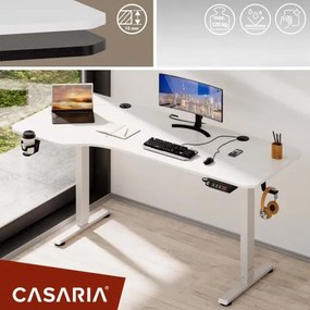 Casaria® Állítható magasságú irodai íróasztal fehér-160x75x118 cm