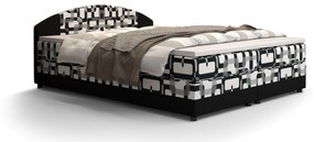 Franciaágy Boxspring 160 cm Orlando Comfort (minta + sötétbarna) (matraccal és tárolóhellyel). 1056258