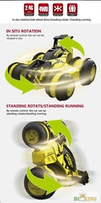 HB Toys Építőszett 1:28 4WD RC 2.4G Turbine Storm Stunt Car Távirányítású Pörgő Forgó Kaszkadőr Autó Építő Szett