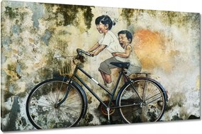 Vászonkép 120x70 Banksy Gyerekek Kerékpár