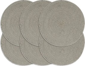 vidaXL 6 db sima szürke kerek pamut tányéralátét 38 cm