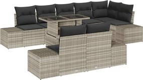 vidaXL Kerti Kanapé Szett párnával 9 pcs Világosszürke polirattan