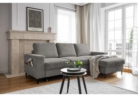 Szürke kordbársony kinyitható sarokkanapé (jobb oldali) Lofty Lilly – Miuform