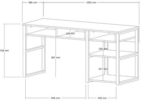 PC asztal Emo (fehér + arany). 1089352