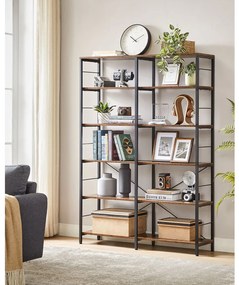 Könyvespolc, tárolópolc, rusztikus barna 172×120×30 cm