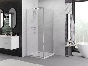 Mexen Exo-BR 90 x 90 cm-es nyitható zuhanykabin, átlátszó, króm - 8181-090-090-01-00