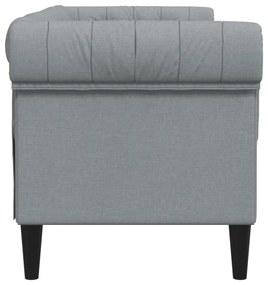 2 személyes világosszürke szövet Chesterfield kanapé