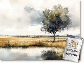 Fotótapéta Flizelina Tájkép Kilátás Falu Mezők Tó Fa 368x254 ragasztó