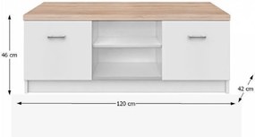 RTV asztal 2d, DTD laminált, fehér/tölgy sonoma, TOPTY TYP 15