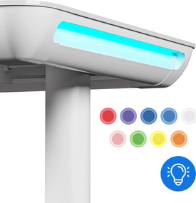 NOMO állítható magasságú elektromos íróasztal, 120x60cm, USB, RBG, fehér
