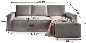 SMART COSARO szürke sarokkanapé, kétoldalas + 2 párna AJÁNDÉK