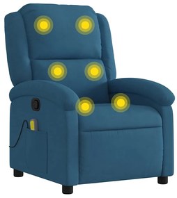 kék bársony dönthető masszázsfotel