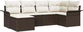 vidaXL Kerti Kanapé Szett párnával 6 pcs Barna polirattan