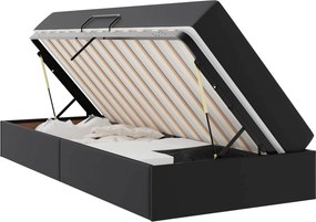 vidaXL Ágy tárolóval és matraccal matracmal tárolóval 2 pcs Fekete Bőr