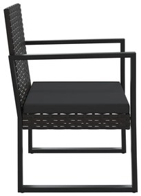 3 részes fekete polyrattan kerti ülőgarnitúra párnákkal