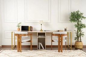 Twin Study Desk - travertin/arany íróasztal