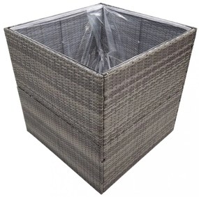 szürke polyrattan kerti ültetőláda 80x80x80 cm
