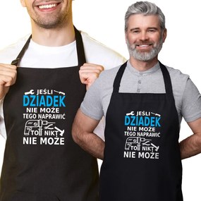 Konyhai kötény fekete, ajándéknak is tökéletes "Nagypapa mindent megjavít"