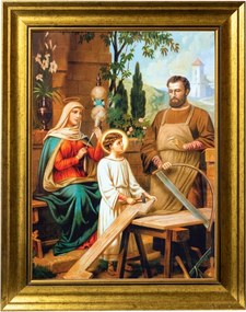 Szent Család Munka Közben Szakrális Kép Arany Díszített Keretben 30X40