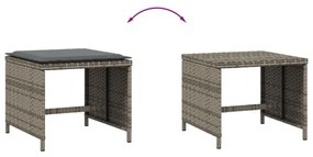 4 db szürke polyrattan kerti szék párnával 40 x 40 x 35 cm