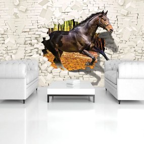 Fotótapéta - A ló kiugrott a falból - 3D (152,5x104 cm)