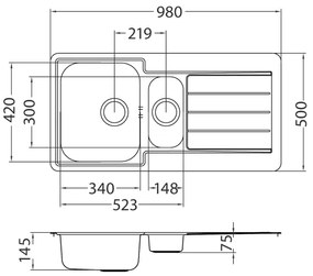 ALVEUS 1082440 - LINE konyhai mosogató 98x50 cm matt acél/szatén