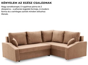 Grande Plus sarokkanapé, jobboldali, szövet anyag, barna