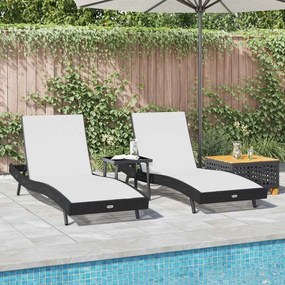 Napágyak 3 pcs Fekete és Fehér 40 x 40 x 40.5 cm polirattan