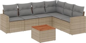 vidaXL 7 részes vegyes bézs polyrattan kerti ülőgarnitúra párnákkal